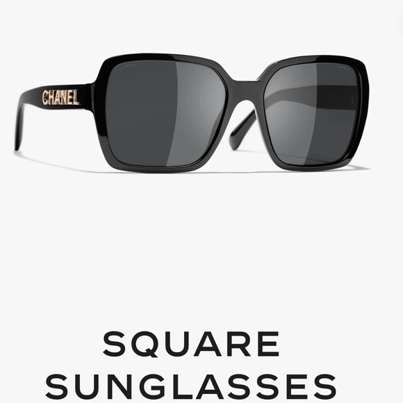 CHANEL Black Sunglasses with Gold Accents
